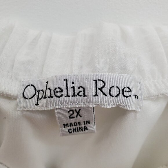 Ophelia Roe Womens White Off The Shoulder Short Sleeve Blouse Top Plus Size 2X - Picture 6 of 11